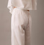 Calvin Klein COTTON POPLIN Womens Pyjama Pants White side view showcasing the elastic waistband and soft cotton fabric.