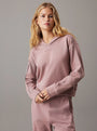 Calvin Klein TONAL LOGO LOUNGE Womens Hoodie Sand Trap front view with long sleeves and comfortable fit