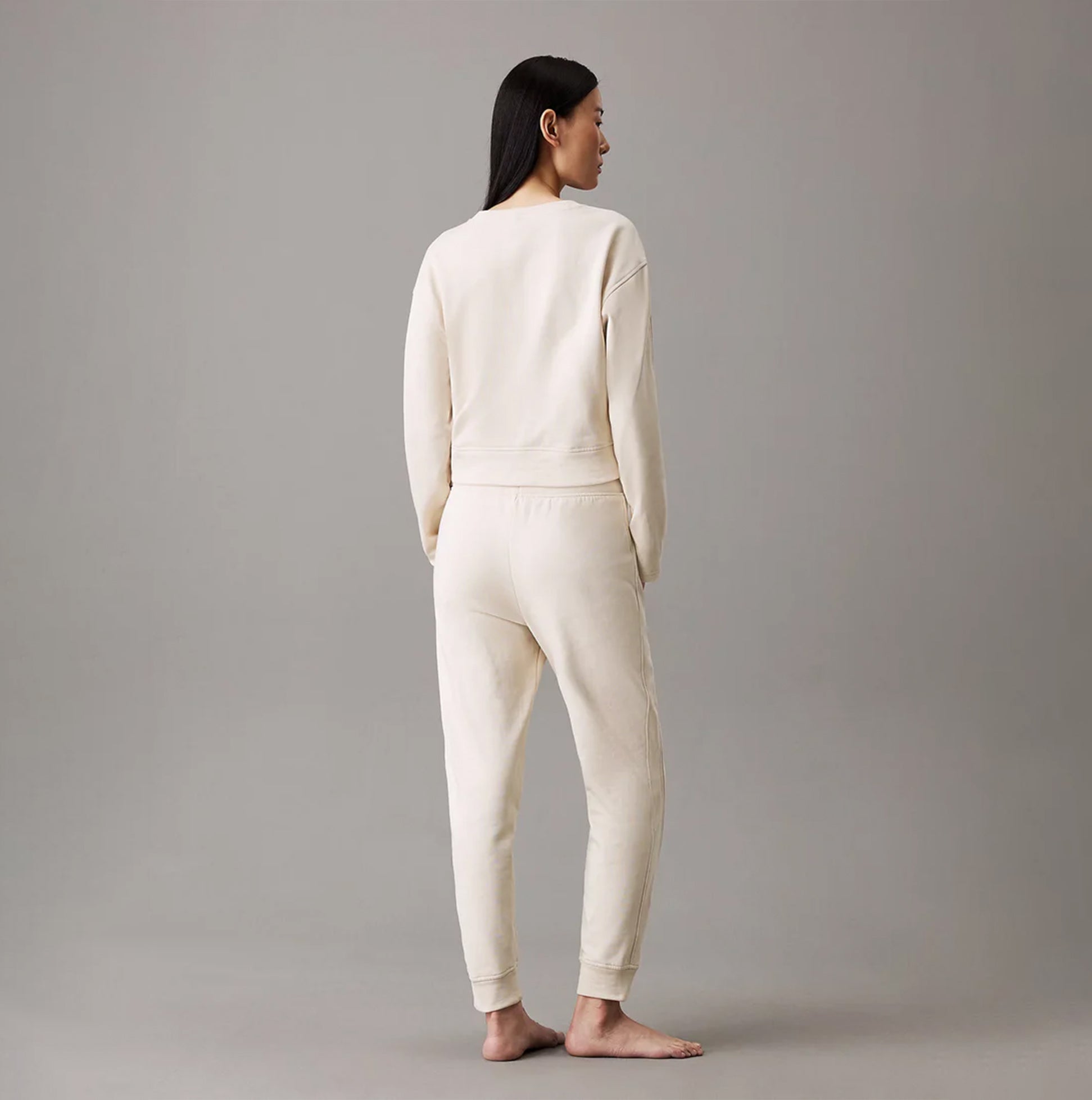 Calvin Klein TONAL LOGO LOUNGE Womens Joggers Sandshell back view on model