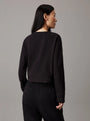 Calvin Klein COTTON FLEECE Womens Crew Pullover Black back view showcasing the stylish design and comfortable fit.