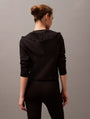 Calvin Klein MODERN TERRY Womens Full Zip Hoodie Black back view, showcasing the stylish hood and fitted design.