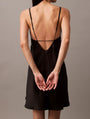 Calvin Klein CK INSTINCT Satin Night Dress Chemise Black back view showcasing low-cut back and thin straps.