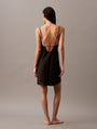 Calvin Klein CK INSTINCT Satin Night Dress Chemise Black back view showcasing low-cut back and spaghetti straps.