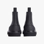 Calvin Klein EVA MID CHELSEA BOOTS Mens Triple Black back view highlighting the leather upper and elasticated side panel.
