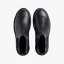 Calvin Klein EVA MID CHELSEA BOOTS Mens Triple Black top view showing sleek leather design and elasticated sides.