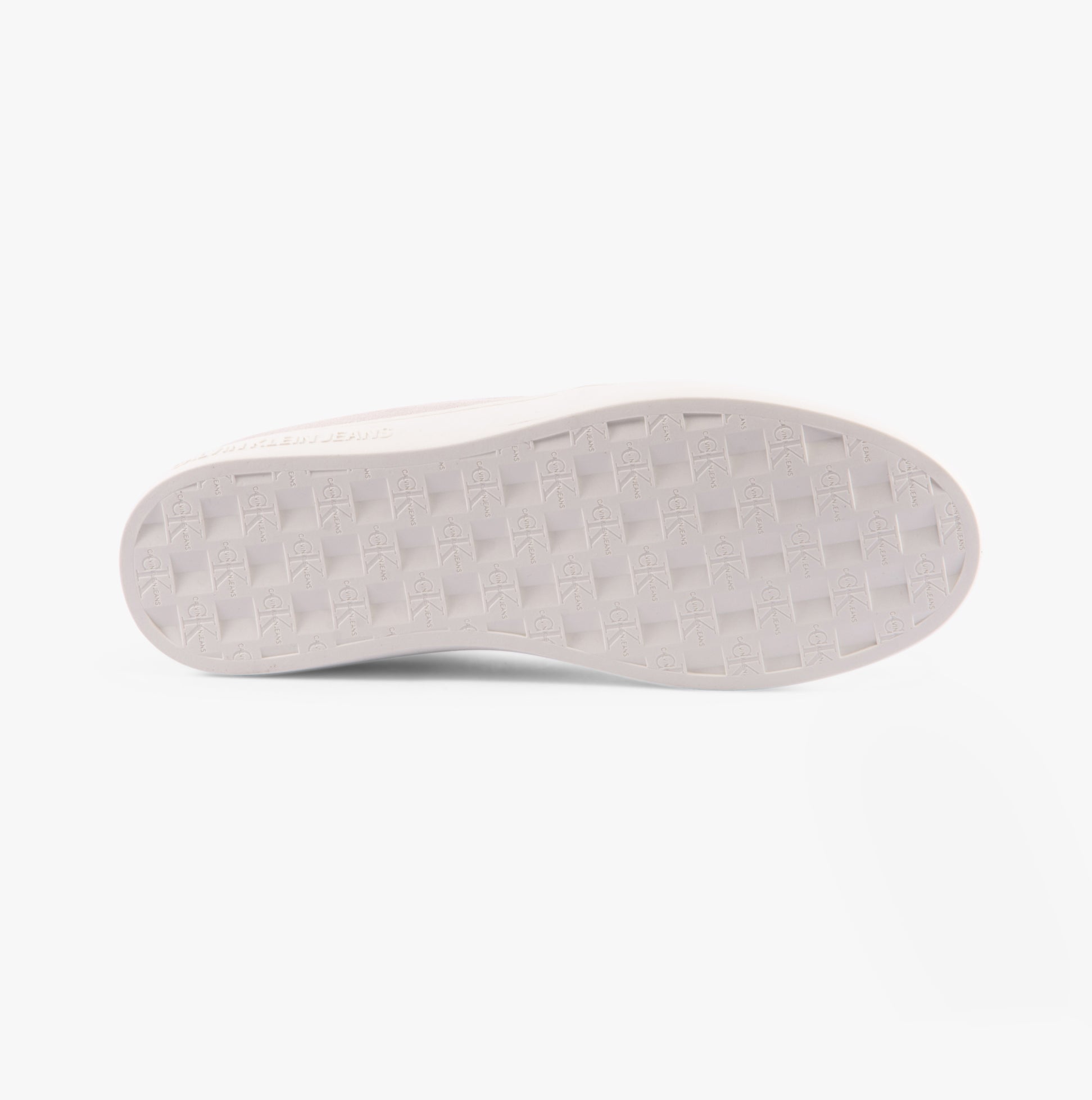 Calvin Klein CLASSIC CUPSOLE ICON Mens Trainers Bright White/Green Palm bottom view, showcasing the rubber sole design.