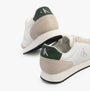 Calvin Klein RETRO RUNNER ICONIC Mens Trainers B White/ Ck Black/ Green Palm rear view showing suede and mesh details.