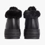 Calvin Klein BOLD PLATFORM LOW LACE UP Womens Trainers Triple Black rear view featuring fur lining and textured sole.