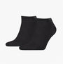 Calvin Klein 2 Pack Mens Ankle Trainer Socks Black side view of two pairs on a white background.