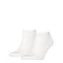 Calvin Klein 2 Pack Mens Ankle Trainer Socks White, front view showcasing two pairs of ankle socks in white.