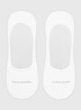 Calvin Klein 2 Pack Mens Invisible Socks White top view showcasing the soft cotton blend and logo detail.