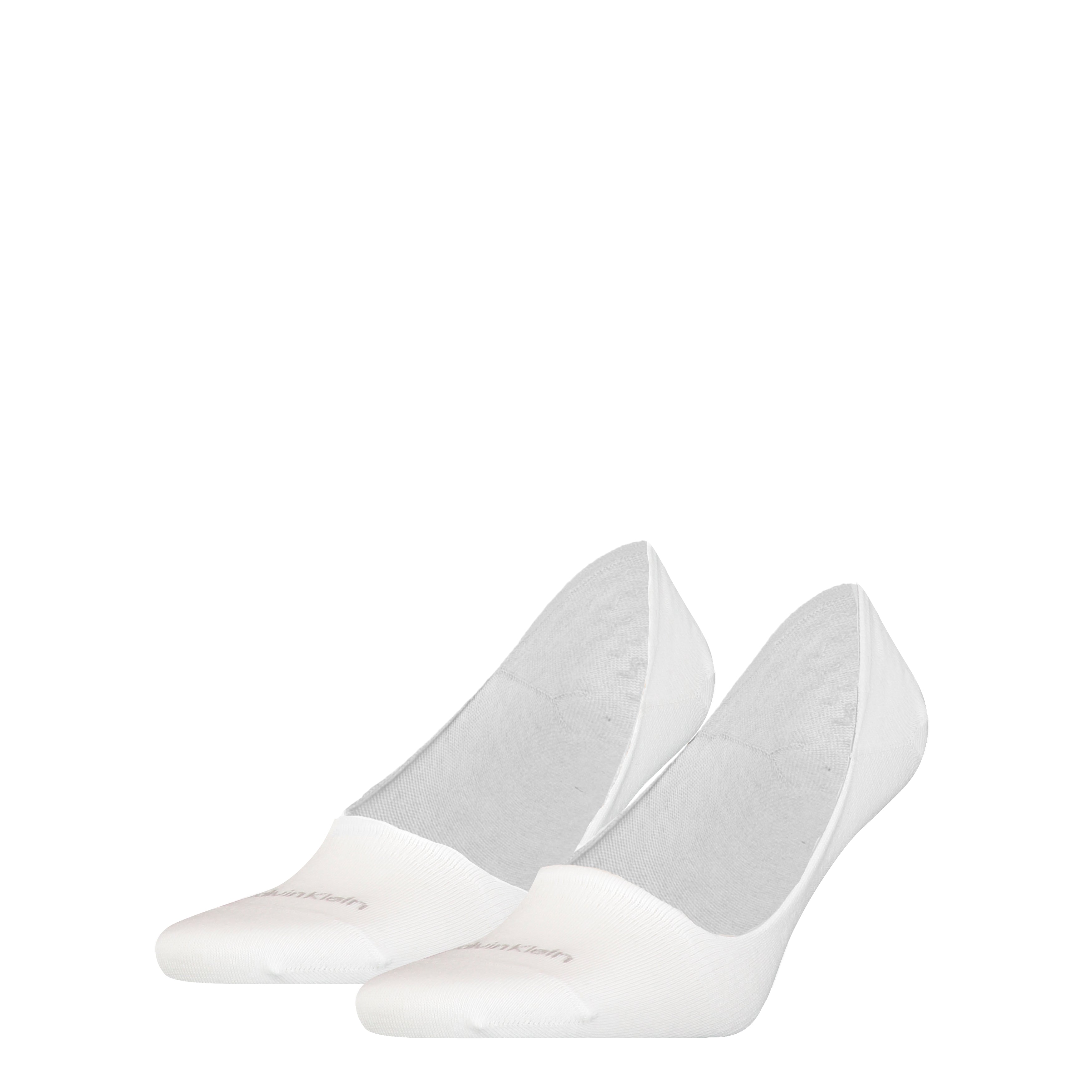 Calvin Klein 2 Pack Mens Invisible Socks White front view with seamless design and reinforced toe.