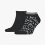 Calvin Klein 2 Pack Mens Ankle Signiture Socks Black front view showcasing one solid black and one patterned sock.