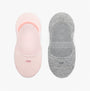 Calvin Klein 2 Pack Womens Invisible Socks Pink and grey top view showcasing material and design details.