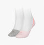 Calvin Klein 2 Pack Womens Invisible Socks Pink front view showing pink and gray socks on a white background.
