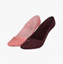 Calvin Klein 2 Pack Womens Invisible Socks Pink Combo side view showing pink and burgundy colors with logo detail.