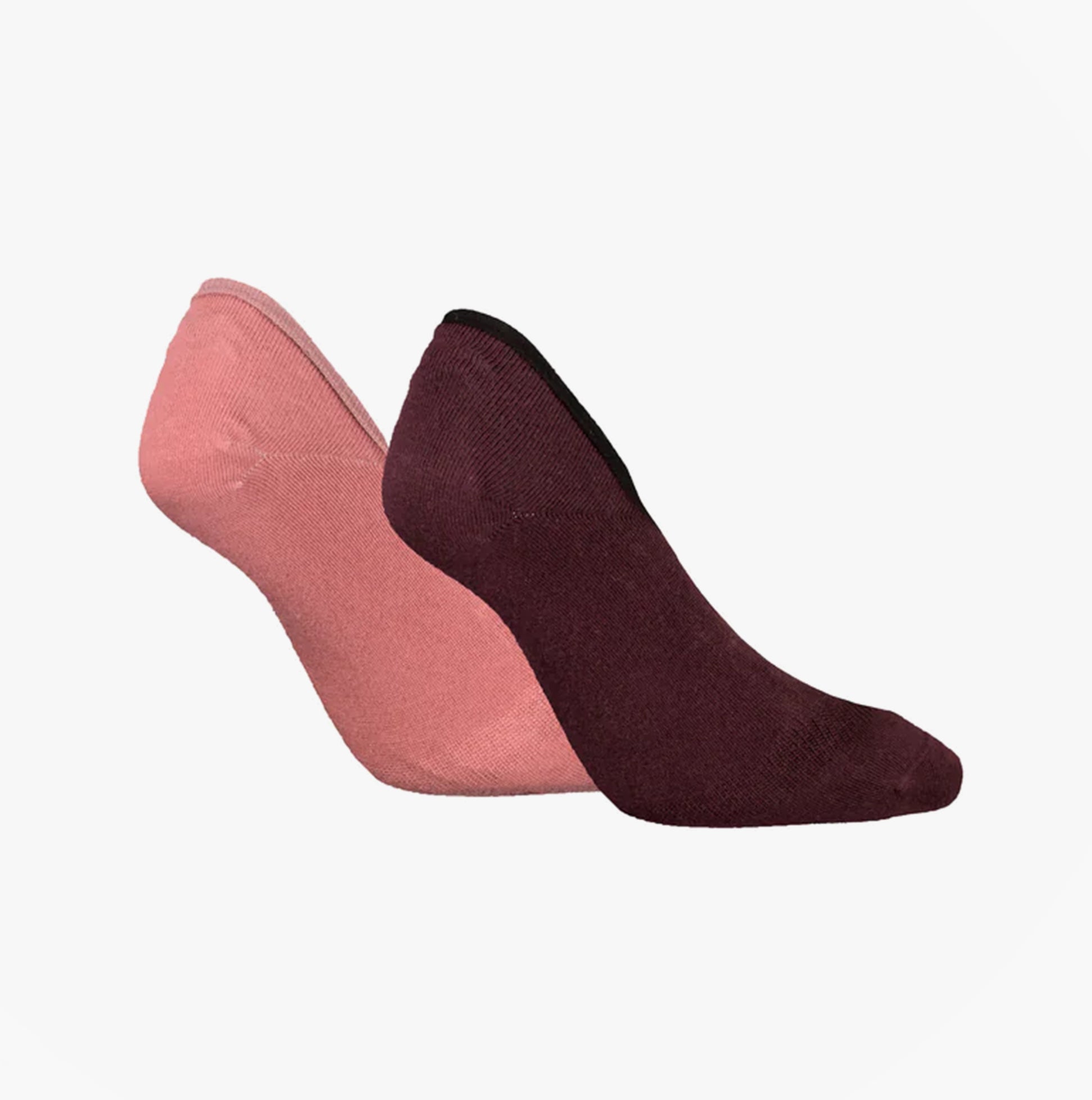 Calvin Klein 2 Pack Womens Invisible Socks Pink Combo side view showcasing pink and burgundy colors.