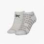 Calvin Klein 2 Pack Womens Logo Print Socks Grey - front view showcasing logo design on ankle socks.