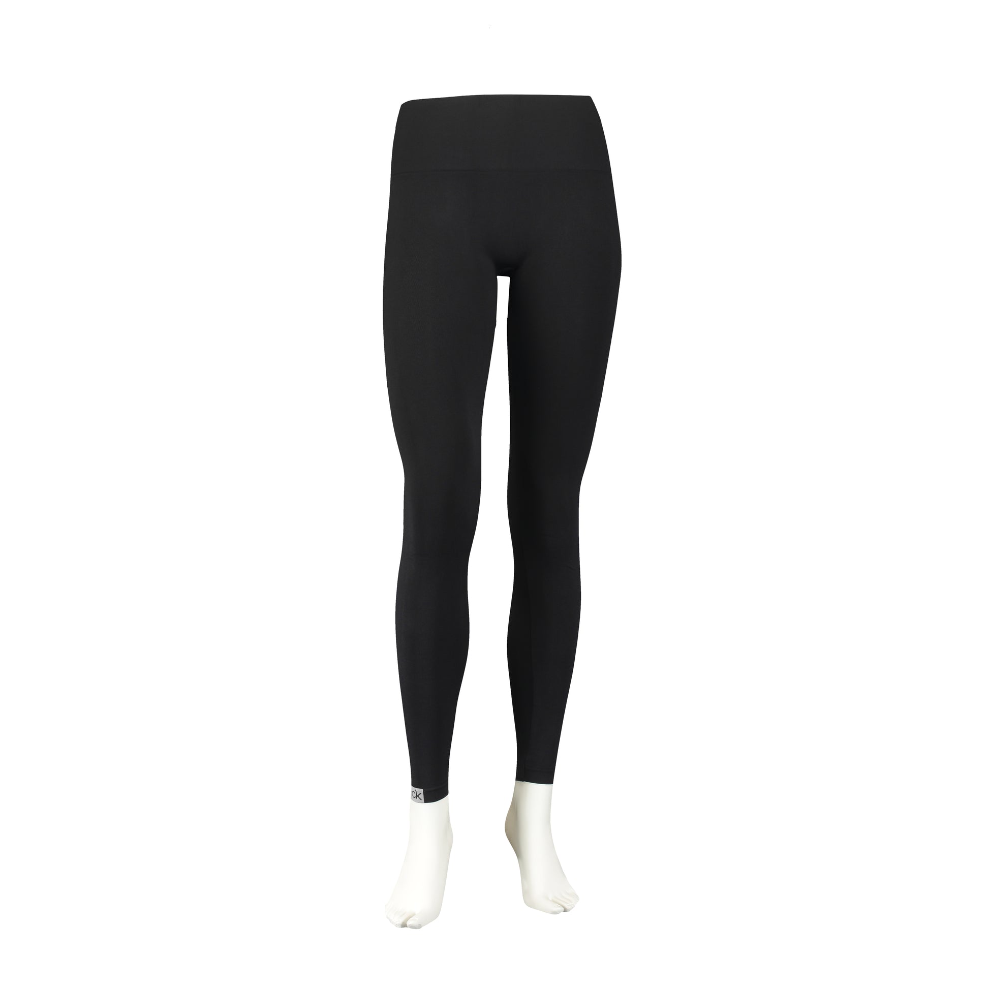 Calvin Klein LOGO Gym Leggings Black front view showcasing slim fit design and pull-on closure.