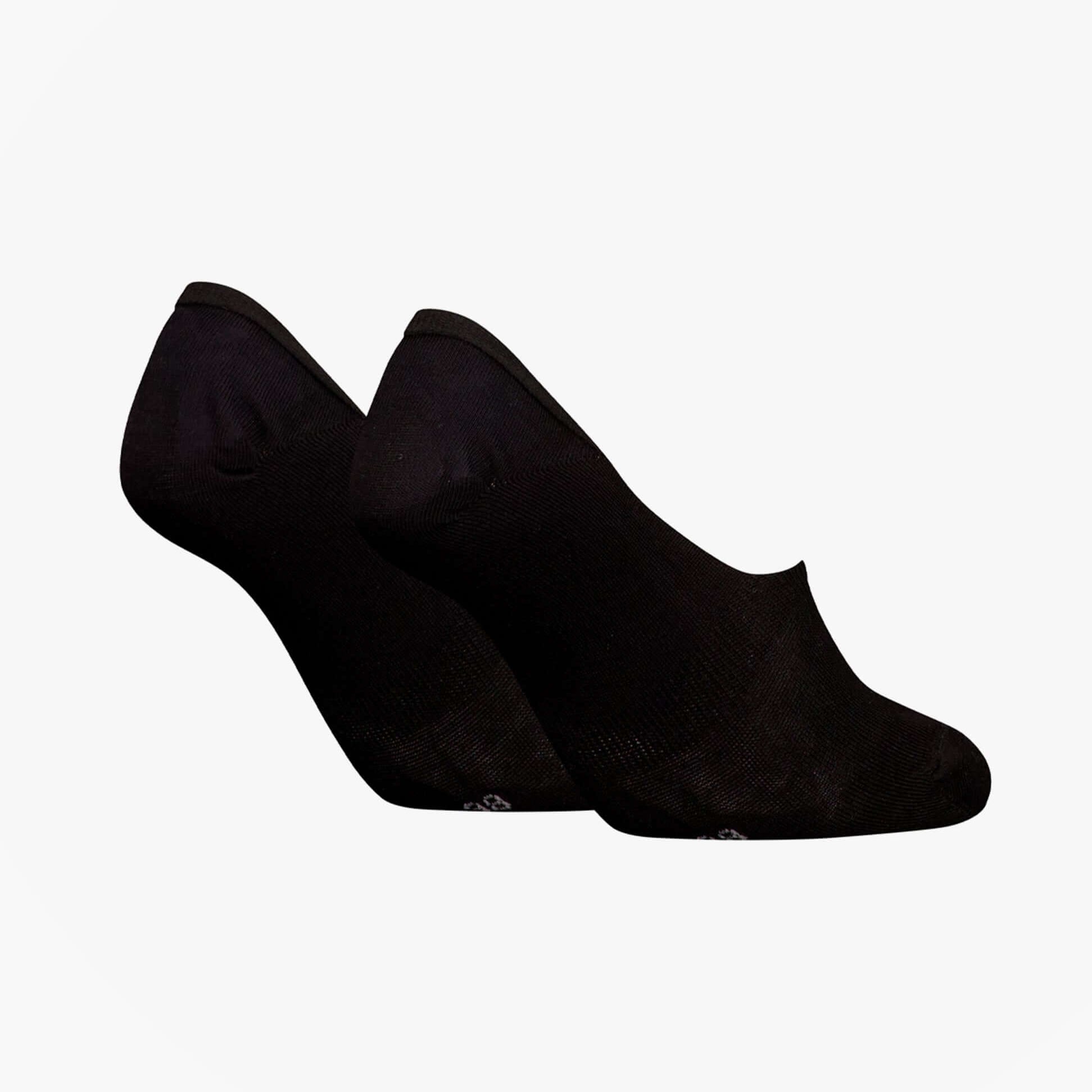 Calvin Klein 2 Pack Footie Mid Cut Womens Socks Black side view showcasing the sleek design and soft material.