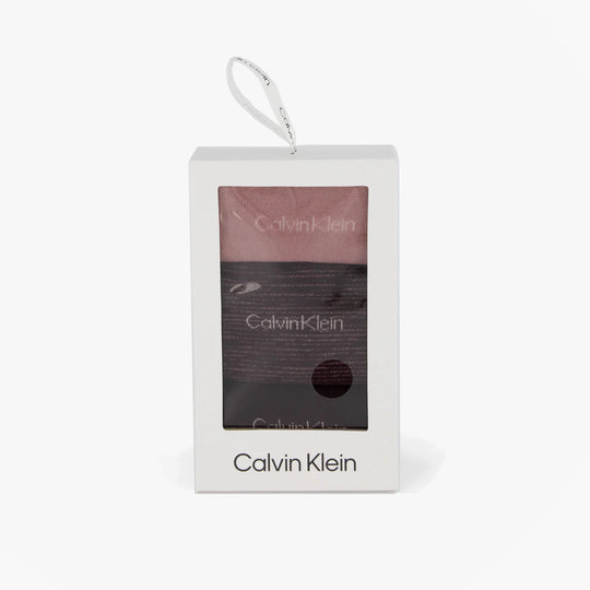 Calvin Klein 3 Pack Giftboxed Womens Crew Socks Burgundy, front view of the gift box with socks visible.