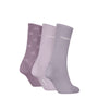 Calvin Klein 3 Pack Giftboxed Logo Womens Crew Socks Lilac Combo front view showing three lilac socks.