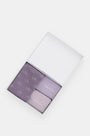 Calvin Klein 3 Pack Giftboxed Logo Womens Crew Socks Lilac Combo in opened gift box, displaying all three lilac socks.