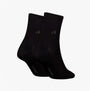 Calvin Klein 2 Pack Shorty Roll Top Womens Socks Black side view showcasing sleek design and logo detail.