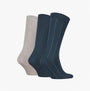 Calvin Klein 3 Pack Giftboxed Classic Mens Crew Socks Navy/Grey side view showcasing varied colors and designs of socks.