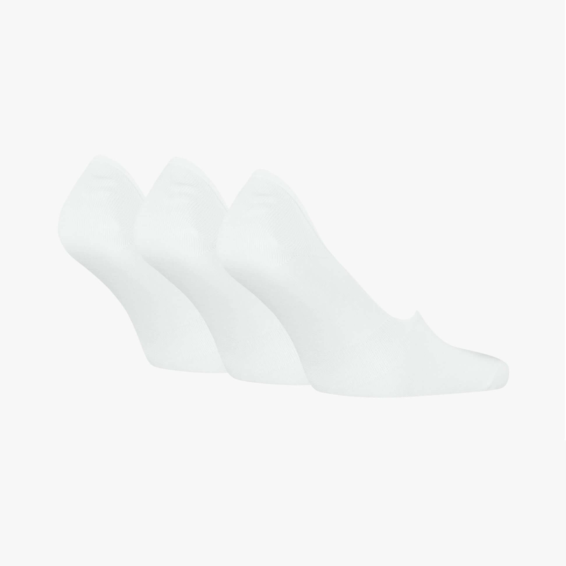 Calvin Klein 3 Pack Footie Mens Socks White, side view showing three pairs of footie socks.