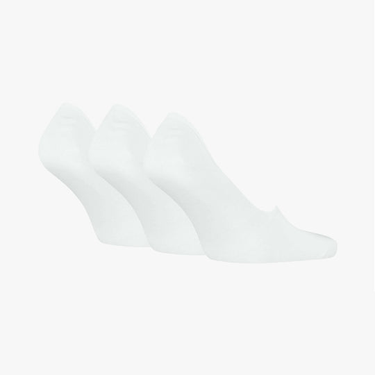 Calvin Klein 3 Pack Footie Mens Socks White, side view showing three pairs of footie socks.