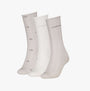 Calvin Klein 3 Pack Giftbox Grid Womens Socks Light Grey, front view showing all three pairs of socks in a giftbox.