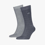Calvin Klein 2 Pack Grid Mens Socks Dark Grey side view featuring one grey sock and one dark grey grid sock.