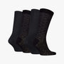 Calvin Klein 4 Pack Giftbox AOP Mens Socks Black front view showing diverse styles and patterns in a gift box arrangement.