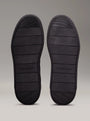 Calvin Klein LOW TOP LACE UP MIX Mens Trainers Triple Black sole view showcasing rubber materials and traction grooves.