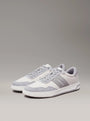 Calvin Klein LOW TOP LACE UP MIX Mens Trainers Light Grey/Granite Road side view showcasing the casual design and lace-up closure.