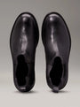Calvin Klein CHELSEA BOOTS Mens Ck Black top view of leather ankle boots with round toe and elasticated side panels.