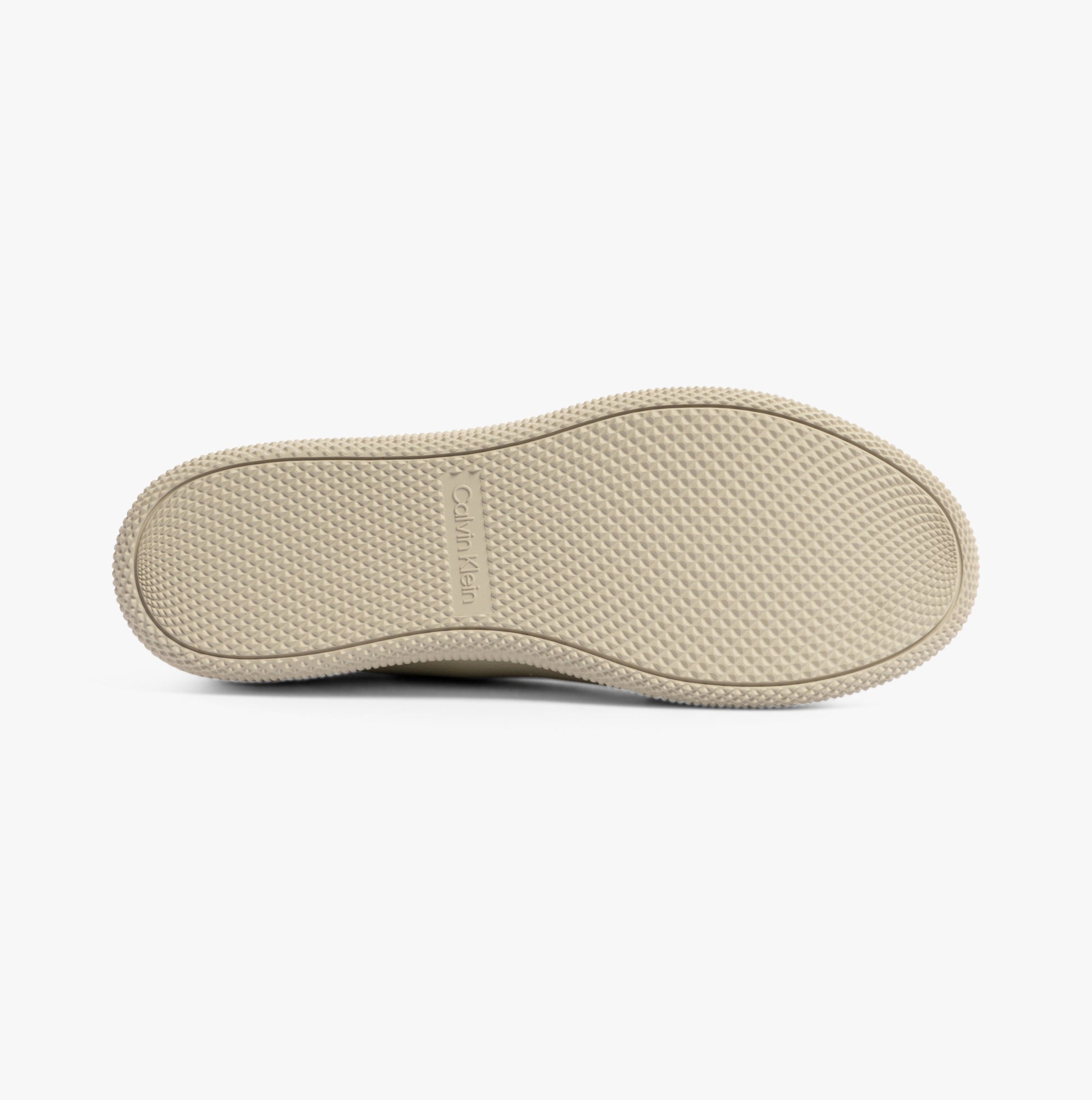 Calvin Klein LOW TOP LACE UP Mens Trainers Dk Ecru bottom view of rubber sole with textured finish.