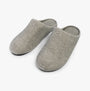 Calvin Klein MULE Mens Mule Slippers Granite Road side view soft grey slippers with CK logo.