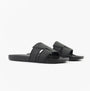 Calvin Klein POOL SLIDE DOUBLE T Mens Sliders Ck Black side view showcasing the synthetic upper and rubber sole.