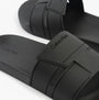 Calvin Klein POOL SLIDE DOUBLE T Mens Sliders Ck Black top view showcasing sleek design and brand logo.