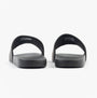 Calvin Klein POOL SLIDE W/ CK SQU Mens Sliders Black rear view with soft synthetic material and rubber sole.