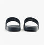 Calvin Klein POOL SLIDE W/ CK SQU Mens Sliders Calvin Navy rear view showing slip-on design and logo.