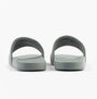 Calvin Klein POOL SLIDE W/ CK SQU Mens Sliders Granite Road back view showing the grey synthetic upper and flat sole.