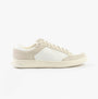 Calvin Klein LOW TOP LACE UP Mens Trainers White/Dark Ecru side view, casual lace-up trainers with round toe and rubber sole.