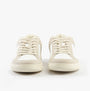 Calvin Klein LOW TOP LACE UP Mens Trainers White/Dark Ecru front view showcasing lace-up design and round toe shape.