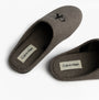 Calvin Klein HOME SLIPPER MULE Mens Slippers Multicoloured top view showing soft brown material and logo.