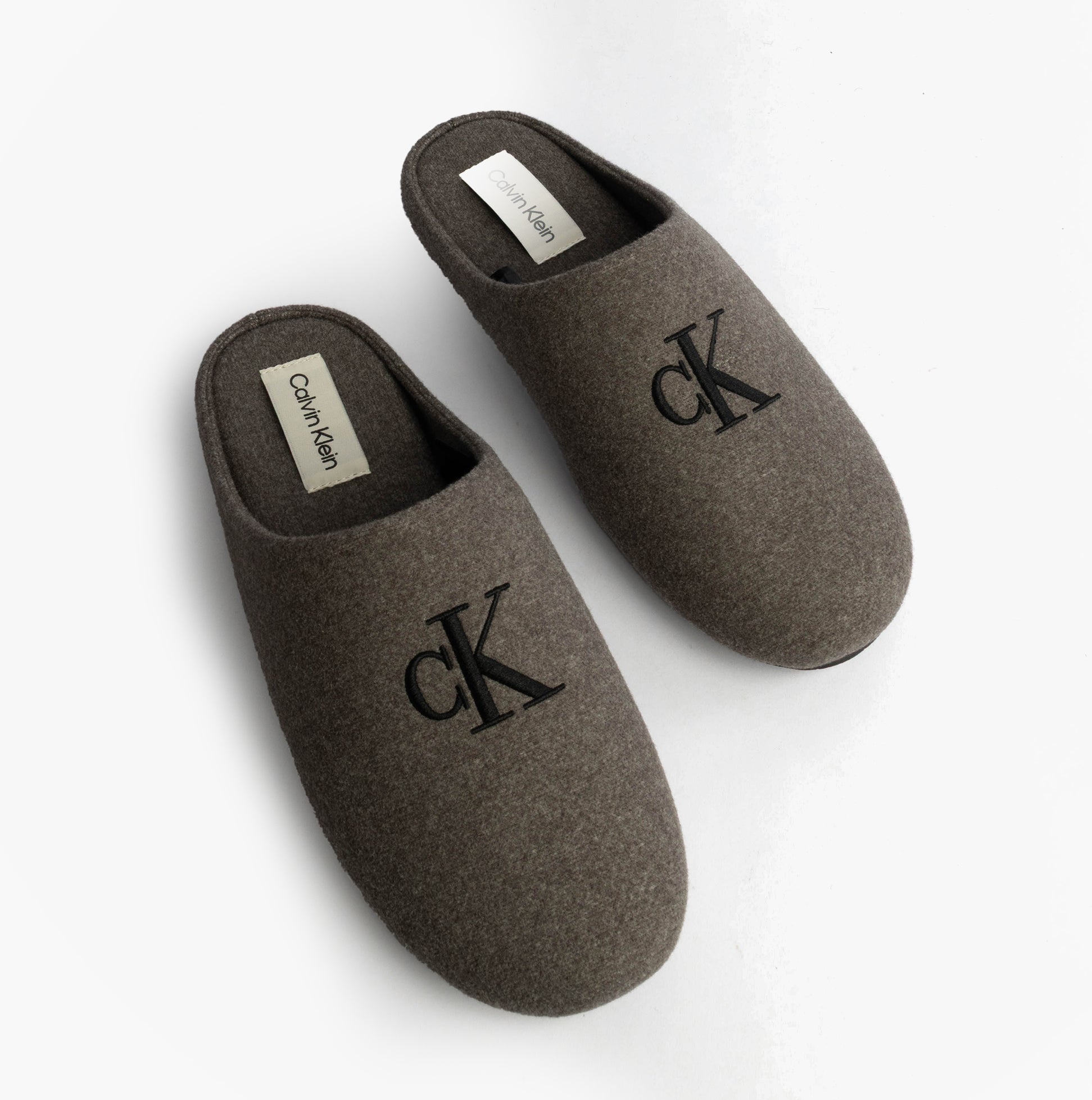 Calvin Klein HOME SLIPPER MULE Mens Slippers Multicoloured top view showcasing the comfortable slip-on design and CK logo.