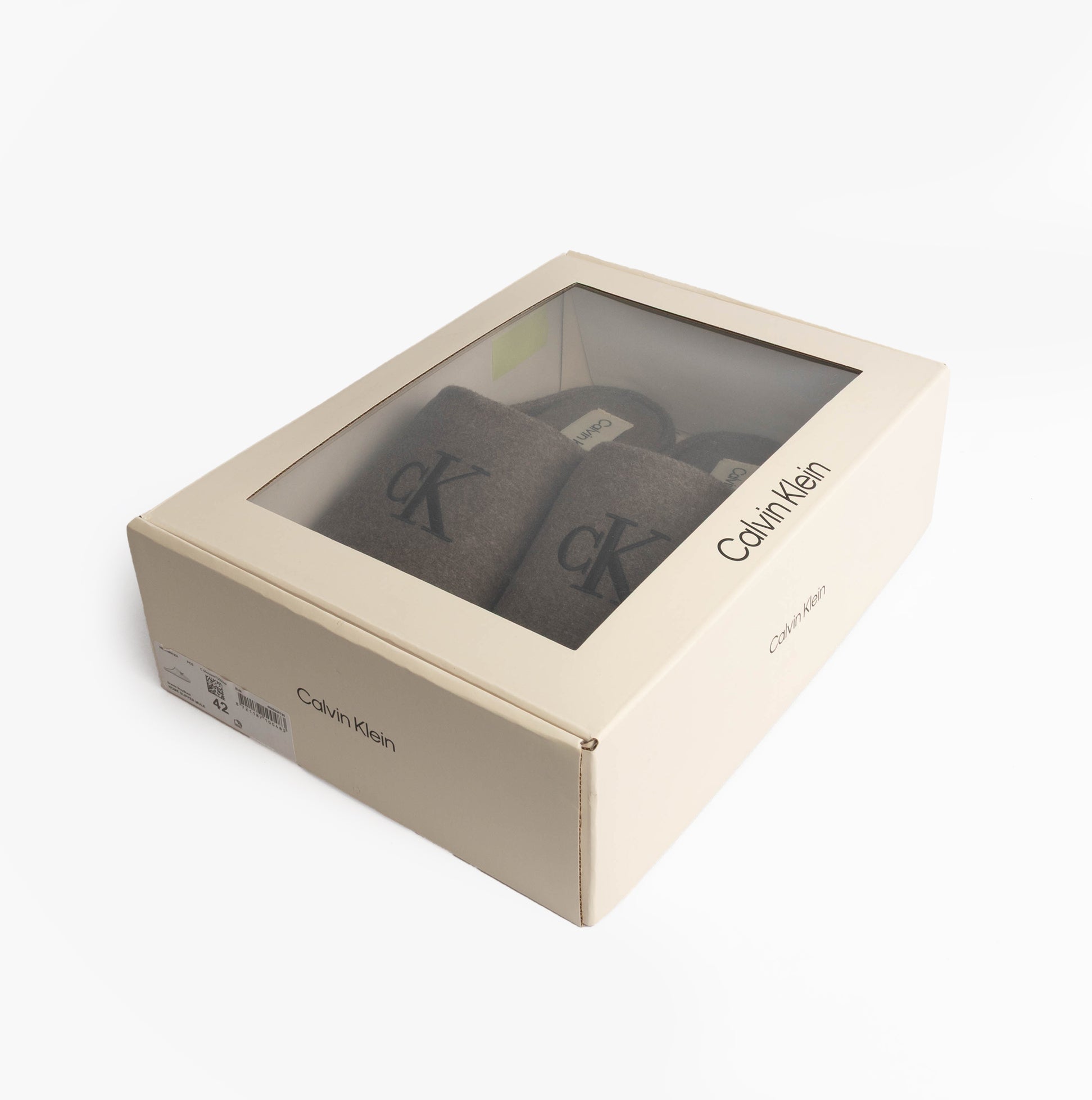 Calvin Klein HOME SLIPPER MULE Mens Slippers Multicoloured in gift box side view.