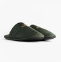 Calvin Klein HOTEL SLIPPER MONOLOGUE Mens Slippers Thyme side view showing slip-on mules with soft green upper.